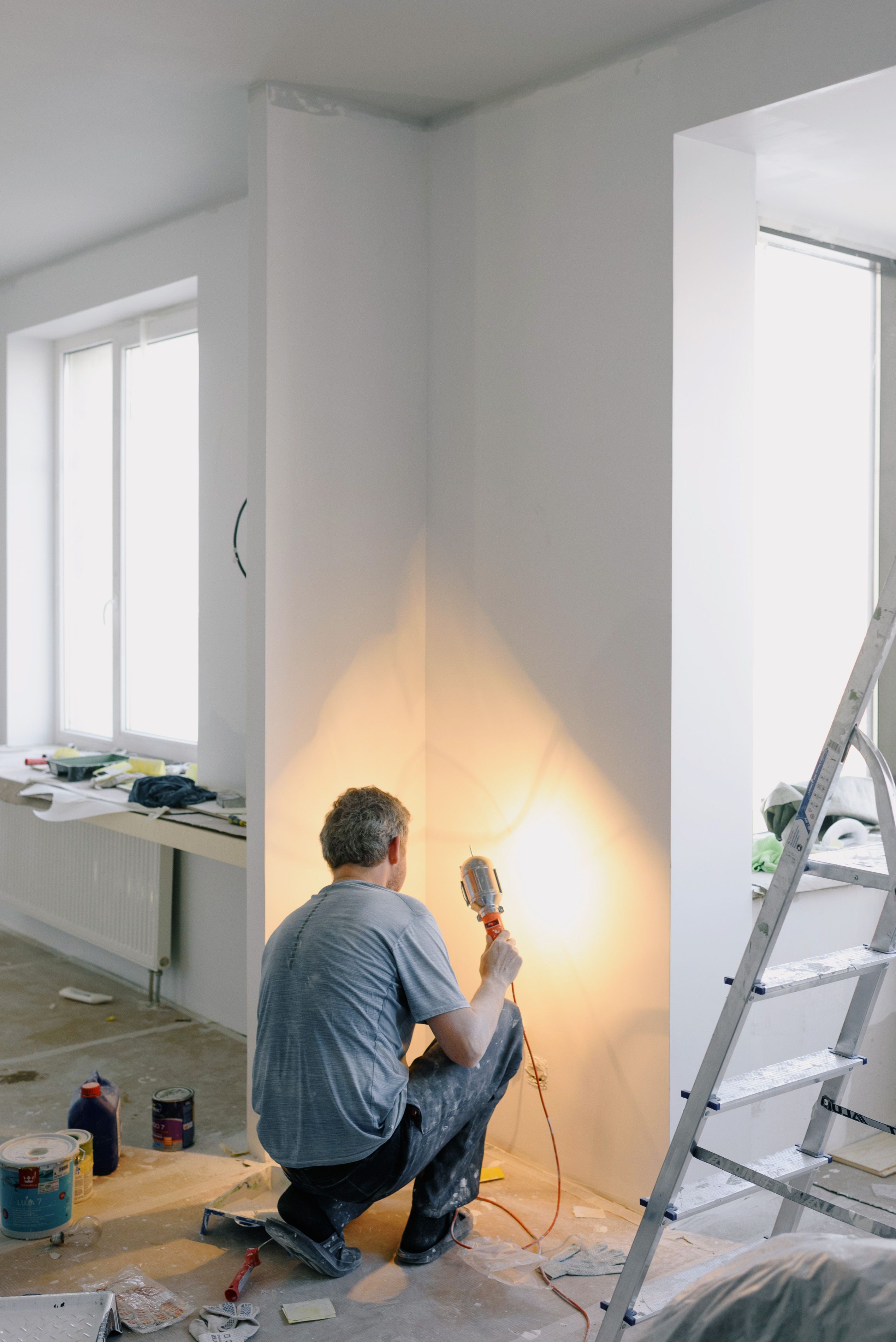 Professional electrician at work